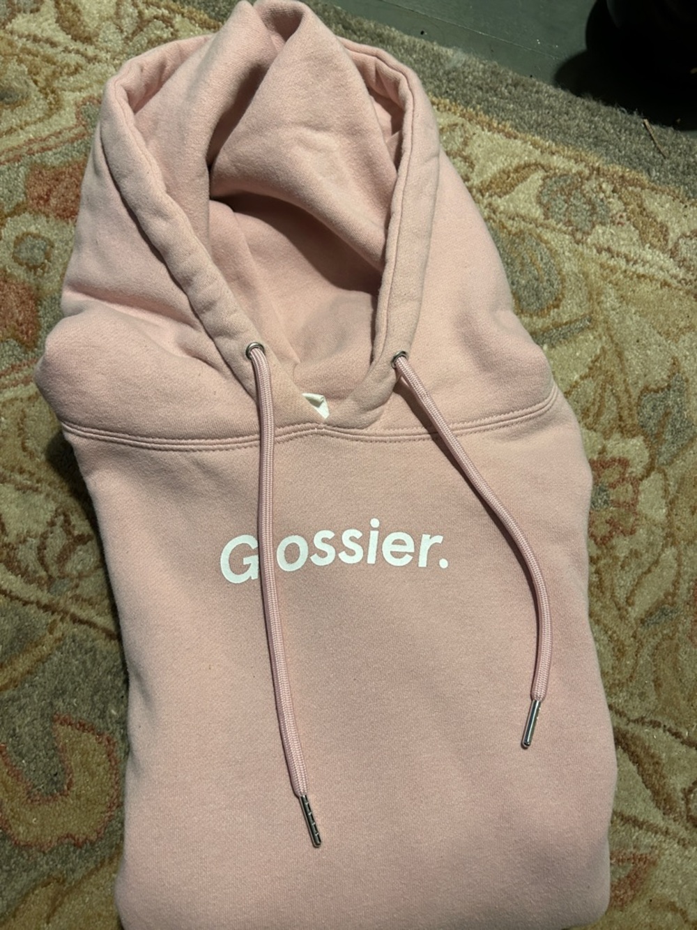 Glossier Dusty Pink Logo Pullover Hoodie